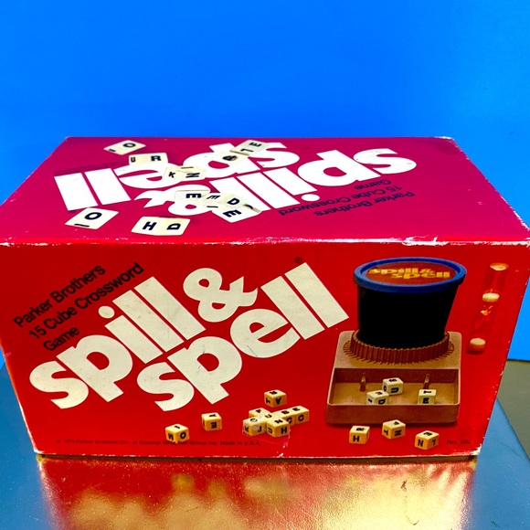 VINTAGE 70’s GAME PARKER BROTHEZrS SPILL & SPELL 15 CUBE CROSSWORD GAME COMPLETE - Picture 2 of 12